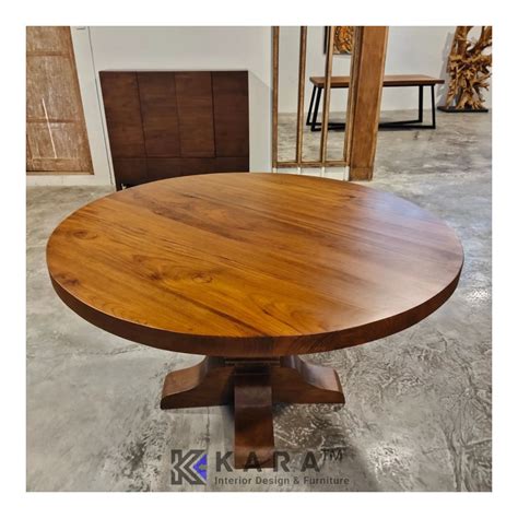 Meja Makan Bundar Cm Kayu Jati Solid Teak Round Dining Table