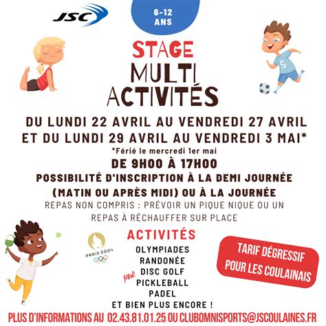 Stage Multiactivites Vacances Avril 2024