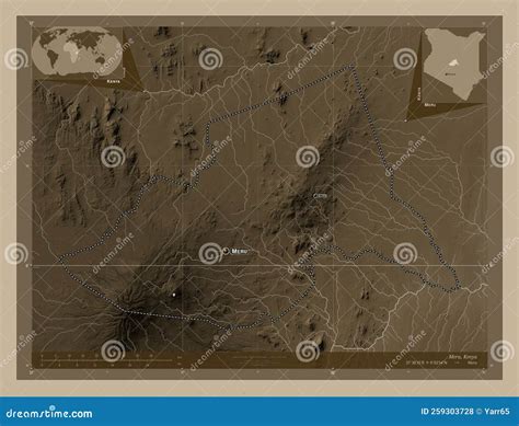 Meru Kenya Sepia Labelled Points Of Cities Stock Illustration