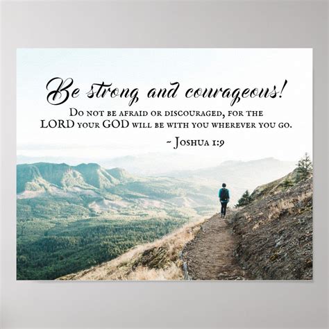 Joshua Be Strong And Courageous Bible Verse Poster Zazzle