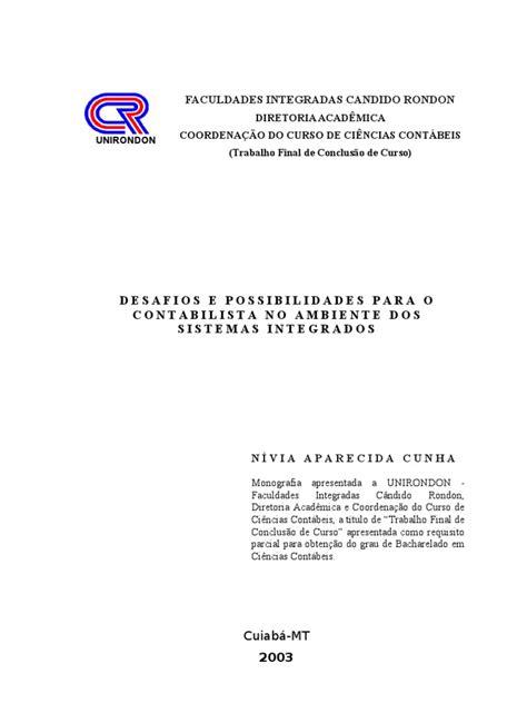 monografia contabilidade planejamento de recursos empresariais