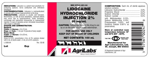 Lidocaine Hydrochloride Injection 2 20 Mgml