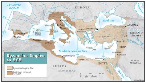 Byzantine Empire With Justinians Conquest Byzantine Empire Map