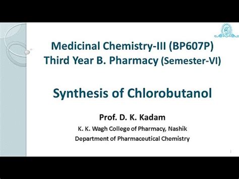 Synthesis Of Chlorobutanol YouTube