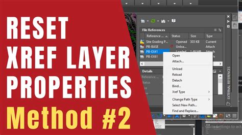 Autocad How To Reset Xref Layer Properties With Visretain Command Youtube