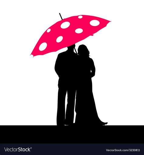 Couple Silhouette With Umbrella Royalty Free Vector Image