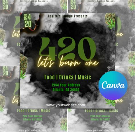 Weed Flyer 420 Flyer Cannabis Flyer Party Flyer Party Invitation