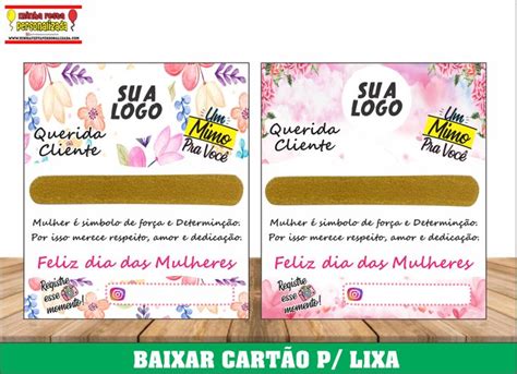 Cartão Mini Lixa Dia das mulheres Para Imprimir Dia da mulher