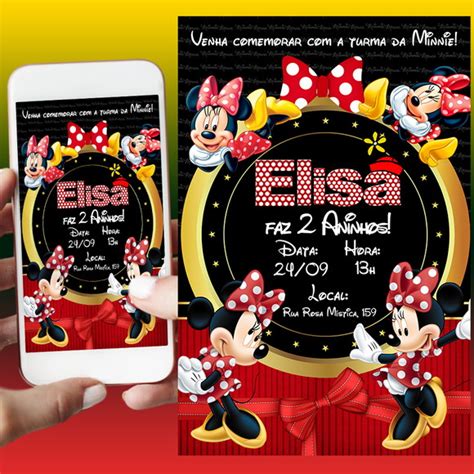 Convite Digital Minnie Vermelha Elo Produtos Especiais