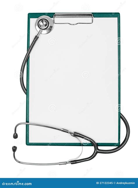 Medical Clipboard With Stethoscope Isolated Stock Image Image Of Copy