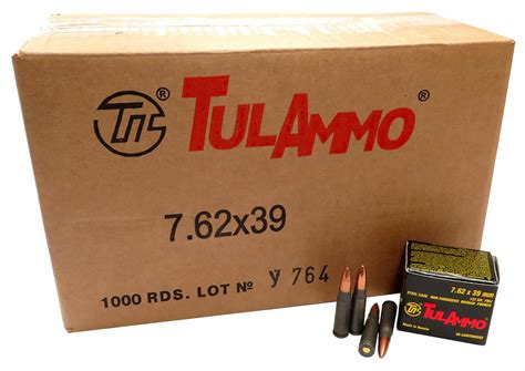 TulAmmo 122 Grain 7 62x39 FMJ 1000 Rounds Case Element Armament