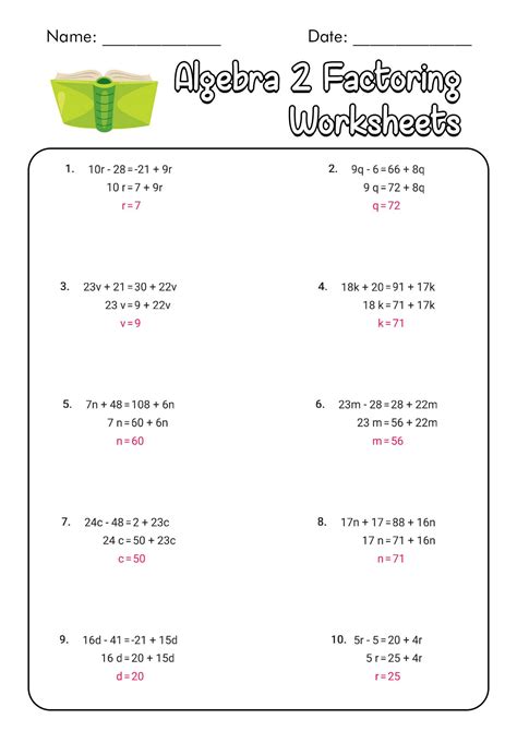 Factoring Polynomials Practice Worksheet And Answers Artofit