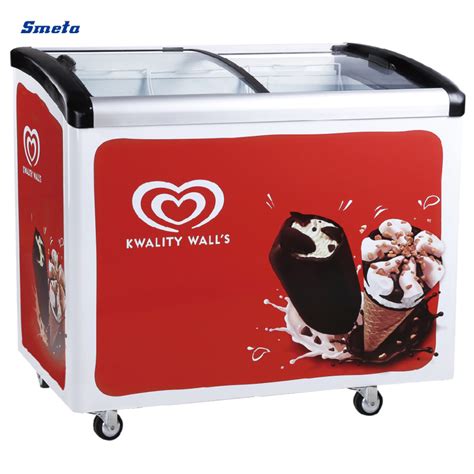 Smeta Commercial Glass Door Ice Cream Display Deep Chest Freezer