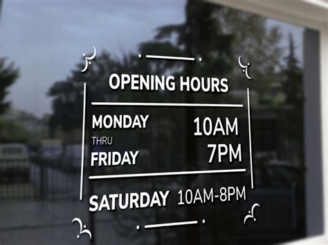 Custom Business Hours Sign Vinyl Sticker Small Business Decal Store Hours Sticker Storefront