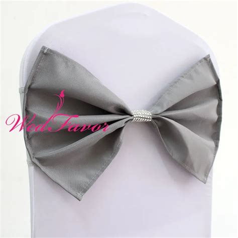 Wedfavor Pcs Silver Grey Lycra Stretch Spandex Chair Sash Bands With