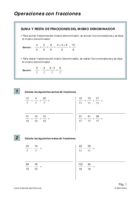 PDF Ejercicios Suma Y Resta De Fracciones DOKUMEN TIPS