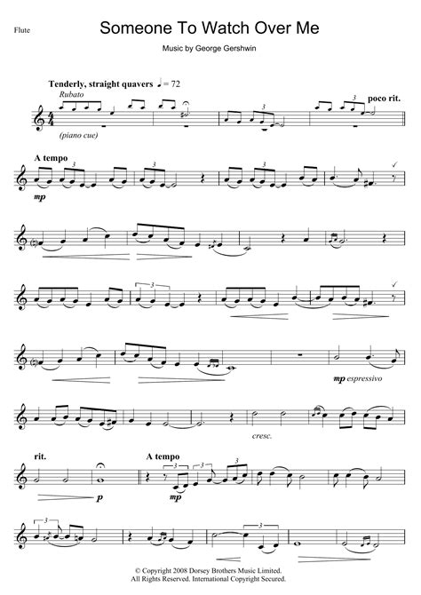 Someone To Watch Over Me Sheet Music George Gershwin Flute Solo