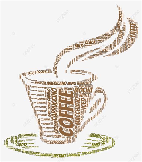 Coffee Word Cloud Concept Barista Caffeine Machine Latte Png