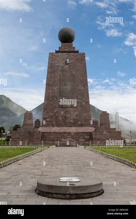 Mitad Del Mundo Monument Marking The Equatorial Line Near Quito