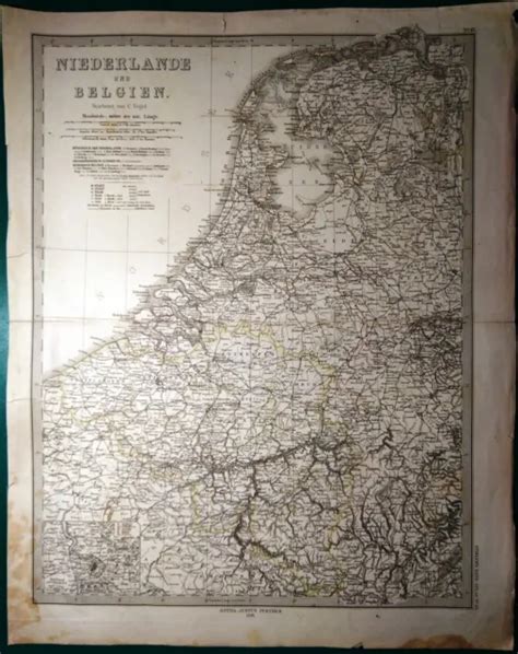 Carta Geografica Antica Paesi Bassi Belgio Nederland Perthes