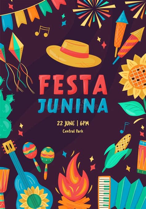 Festa Junina Celebration Banner, Poster. Brazil June Festival Design