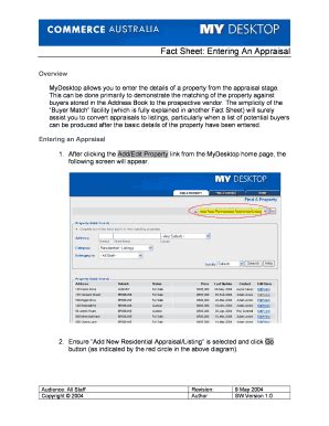 Fillable Online MyDesktop Fact Sheet 2 Entering An Appraisal Doc