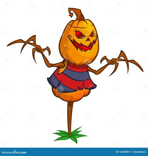 Halloween Cartoon Scarecrow Pumpkin Head Halloween Illustration Stock