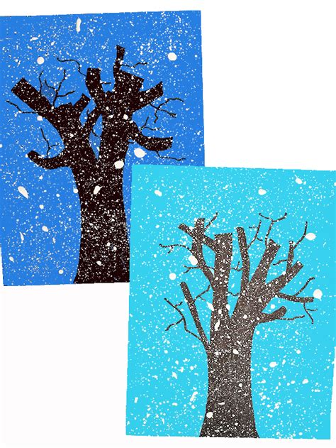 Paint Splatter Snowy Winter Trees - Our Kid Things