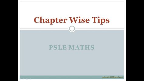 Psle 2020 Chapter Wise Tips Part 2 Psle Maths Youtube