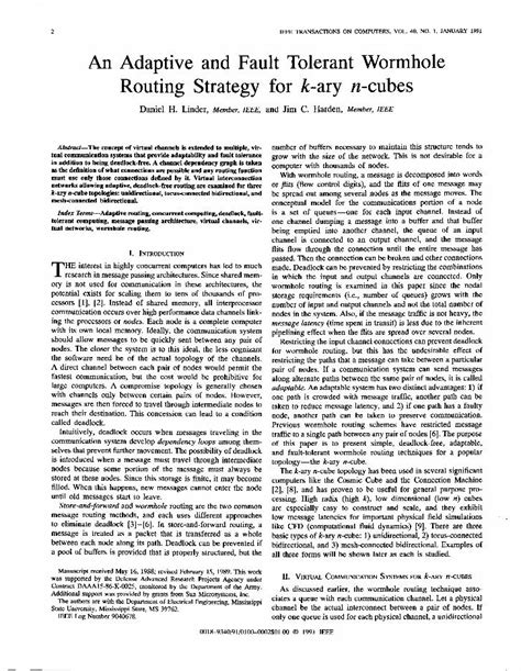 PDF An Adaptive And Fault Tolerant Wormhole Routing Strategy