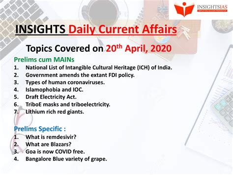 INSIGHTS DAILY CURRENT AFFAIRS PIB SUMMARY 20 April 2020