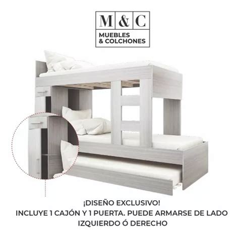 Cama Cucheta Nido Doble Muebles Orlandi Triple 1 Plaza Color Wengue