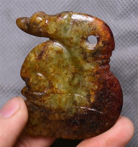 Cm Old Chinese Hongshan Culture Hetian Jade Carving Sun God Head