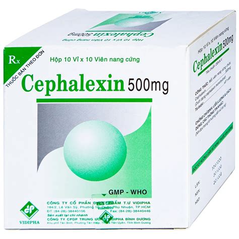 Cephalexin 500mg Thuốc Kháng Sinh điều Trị Nhiễm Trùng 100 Viên