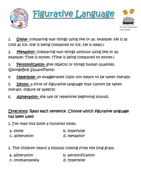 Figurative Language Worksheet 10 Language Worksheets