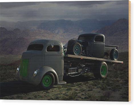 1940 Ford Coe Roll Back Tow Truck Wood Print By Tim Mccullough Rat
