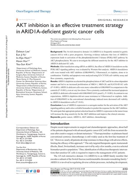 (PDF) AKT inhibition is an effective treatment strategy in ARID1A ... 