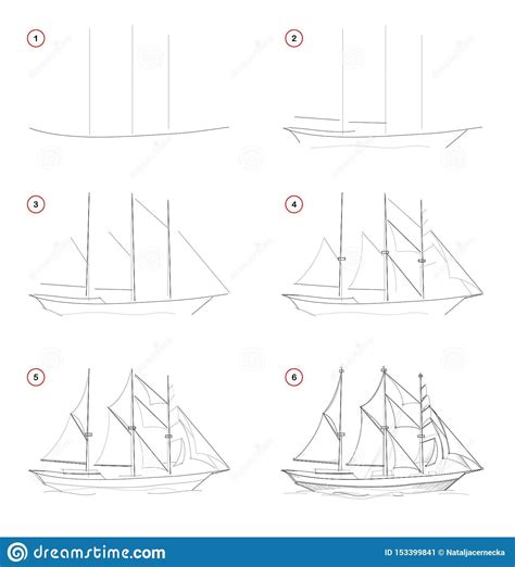 Creation step by step pencil drawing. Page shows how to learn draw ...