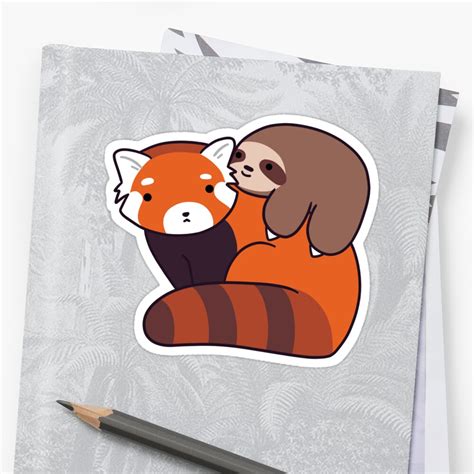 Little Sloth And Red Panda Stickers By Saradaboru Redbubble