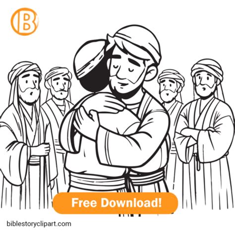 Joseph Forgiving His Brothers Coloring Page Bible Story Clipart