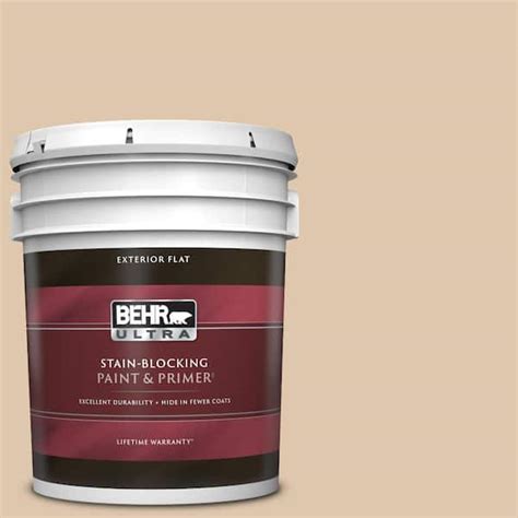 BEHR ULTRA 5 Gal N260 2 Almond Latte Flat Exterior Paint Primer