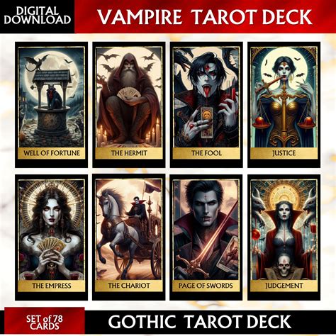 78 Tarot Cards Deck Vampire Tarot Deck Digital Gothic Tarot Deck