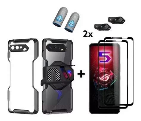 Capa Rog Phone 5 Acrílico Premium 2 Películas Luva Gamer Frete Grátis