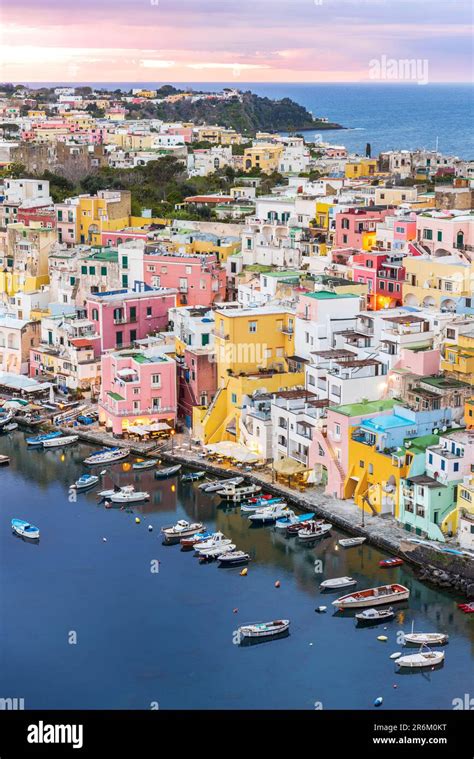 Elevated View Of The Fishing Village Of Marina Corricella With Colorful