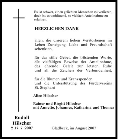 Traueranzeigen Von Rudolf Hilscher Trauer In NRW De