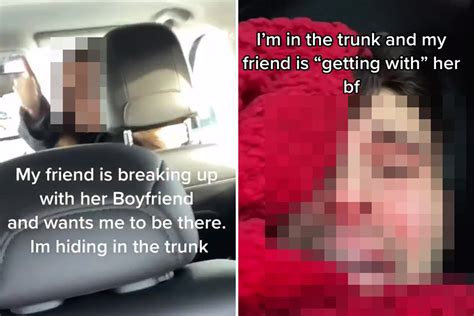 Lad Hides In Friends Car For Moral Support As She Breaks Up With