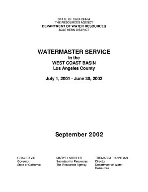 Fillable Online Water Ca September 2002 Department Of Water Resources