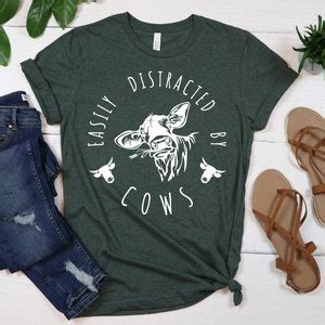 Easily Distracted By Cows Shirt Cow Sweatshirt Aesthetic Sweater Funny