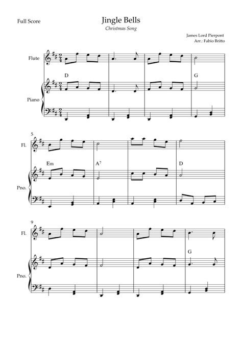 Jingle Bells Christmas Song For Flute Solo And Piano Accompaniment