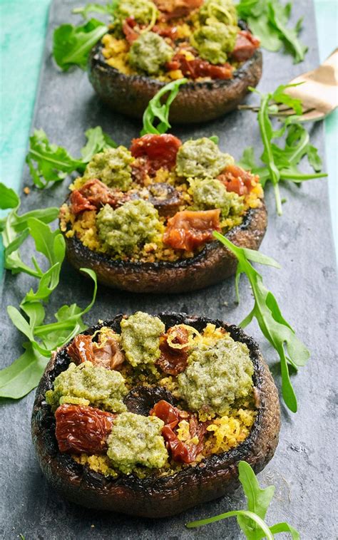 Basil Pesto Filled Mushrooms Recipe Sacla Recipes